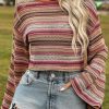 Stylish Western-Inspired Cropped Top: Vibrant Ethnic Stripes