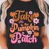 Black Take Me To The Pumpkin Patch Flower Print T Shirt