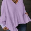 Orchid Petal Plus Size Waffle Knit Exposed Seam Flowy Top