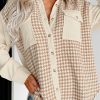 Versatile And Trendy Women's Casual Shacket - Classic Houndstooth Pattern