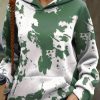 Green Tie Dye Print Kangaroo Pocket Loose Hoodie