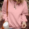 Pink Loose Drop Shoulder Ribbed Sweatshirt