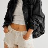 Black Washed Oversize Pocketed Denim Jacket