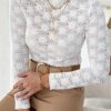 Sophisticated And Chic: Women's Slim Fit Long Sleeve Top In White