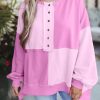 Casual Round Neck Sweatshirt - Winter Fashion Essential In Pink