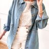 Dusk Blue Slit Buttons Pocketed Denim Jacket