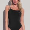 Women's Black Lace-Up Open Back One Piece Swimsuit with Thin Straps - Image 13