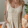 Women's Beige Ruched High Waist Sleeveless Wide Leg Jumpsuit - Chic and Versatile Summer Style - Image 6