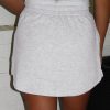 Women's Light Grey French Terry Drawstring Mini Skort with Pockets - Image 3