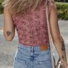 Women's Heather Floral Textured V Neck Sleeveless Bodysuit - Elegant and Chic - Image 2