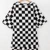 Plus Size Women's Black Checkered Pattern Tee and Shorts Two Piece Set - Image 8