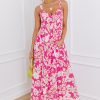 Women's Rose Floral V Neck Crisscross Backless Maxi Dress for Vacation - Image 5