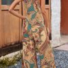 Elegant Red Paisley Printed Spaghetti Straps Wide Leg Jumpsuit for Women - Image 2