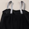 Women's Black Striped Patchwork Tankini Set with Side Drawstring Bottoms - Image 8