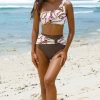 Women's Khaki Abstract Print One Shoulder High Waist Bikini - Chic & Flattering Swimsuit - Image 6