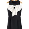 Elegant Black Contrast Bowknot Applique Crew Neck Sleeveless Mini Dress - Image 12