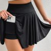 Women's Black A-Line Draped High Waist Skort with Phone Pocket - Image 2