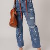 Women's Ashleigh Blue Ripped Distressed Cropped Straight Jeans with Rope Waist - Image 5