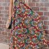 Women's Black Boho Floral Print Sleeveless High Waist Maxi Dress for Summer - Image 10