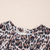 Women's Brown Leopard Print Crew Neck Shift Mini T-Shirt Dress - Image 8