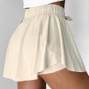 Women's Beige Drawstring High Waist Lined Tennis Skorts - Stylish and Comfortable for Active Wear - Image 5