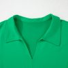 Bright Green Short Sleeve Plus Size Blouse with Turn-Down Collar for Women - Image 11