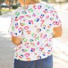 Plus Size Women's White Multicolor Leopard Print Textured T-Shirt - Image 2