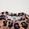 Women's Brown Leopard Print Round Neck Long Sleeve Slim Fit Top - Image 11