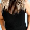 Women's Black Ribbed Texture Mesh Cutout Knitted Sweater Vest - Chic and Comfortable - Image 10