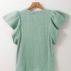 Women's Moonlight Jade Flutter Sleeve Top - Elegant Textured Knit Blouse - Image 4