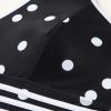 Women's Plus Size Black Polka Dot Trim V Neck Swim Dress - Elegant Colorblock Design - Image 19