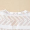 Women's Jet Stream Geometric Jacquard Split V Neck Short Sleeve Blouse - Image 9