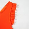 Women's Plus Size Orange Ruffled Trim Knotted High Waist Bikini Set - Image 16