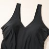 Women's Plus Size Black Solid Color U Neck Padded One Piece Swimsuit - Image 8