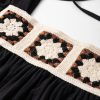 Women's Black Flower Crochet Square Neck Blouse - Short Sleeve Textured Top - Image 10