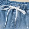 Women's Myosotis High Waist Distressed Denim Shorts with Drawstring - Image 10