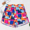 Women's Rose Geometric Printed Drawstring Waist Beach Shorts with Pockets - Image 8