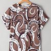 Women's Brown Lucky Horseshoes Graphic Dolman T-Shirt - Western Style - Image 14