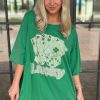 Bright Green Rhinestone Lucky Poker Cards Oversized T-Shirt Mini Dress - Image 5