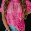 Women's Rose Howdy Cowboy Letter Printed Western Fashion Tee - Image 2