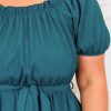 Plus Size Skobeloff Frilled U Neck Puff Sleeve Belted Ruffle Hem Midi Dress - Image 9