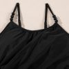 Women's Black Beaded Spaghetti Straps Ruched Overlapped Colorblock One Piece Swimsuit - Image 14