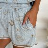 Women's Gray Western Fashion Printed T-Shirt and Elastic Waist Shorts Set - Image 6