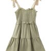 Chic Laurel Green Smocked Bodice A-Line Ruffled Mini Dress with Self-Tie Straps - Image 12