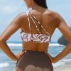 Women's Khaki Abstract Print One Shoulder High Waist Bikini - Chic & Flattering Swimsuit - Image 2