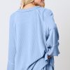 Women's Sky Blue Corded Lantern Sleeve Top & High Waist Ruffled Mini Skirt Set - Image 2