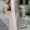 Women's Elegant Jet Stream Satin Solid High Waist Maxi Skirt - Image 3