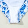 Women's Blue Floral Ruffled Strap Lace-Up Hollow Out One Piece Swimsuit - Image 20