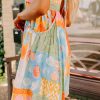 Women's Orange Seashell Patchwork Print Self-Tie Flowy Sundress for Summer Adventures - Image 13