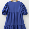 Women's Bluing Colorful Striped Trim Puff Sleeve Pleated Mini Dress for Summer Picnics - Image 5